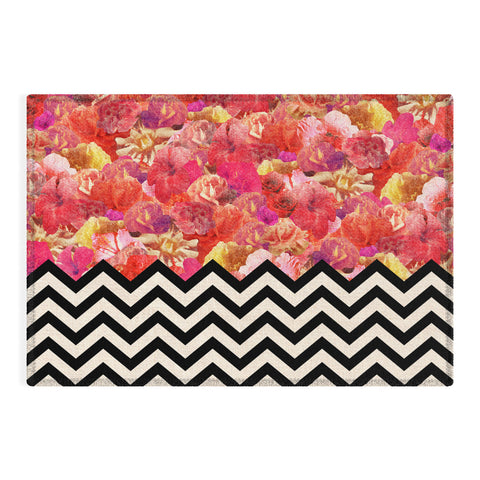 Bianca Green Chevron Flora 1 Outdoor Rug