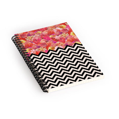 Bianca Green Chevron Flora 1 Spiral Notebook