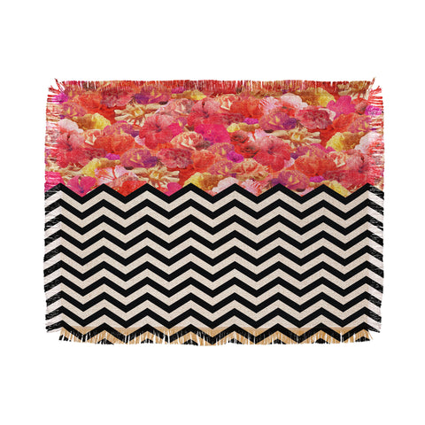 Bianca Green Chevron Flora 1 Throw Blanket