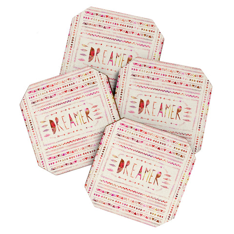 Bianca Green Dreamer Pink Coaster Set