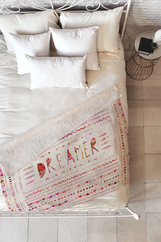 Bianca Green Dreamer Pink Fleece Throw Blanket