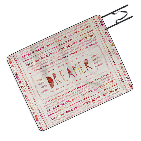 Bianca Green Dreamer Pink Picnic Blanket