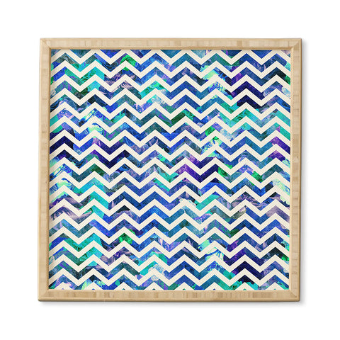 Bianca Green Floral Chevron Aqua Framed Wall Art
