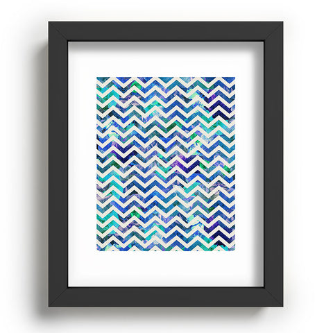 Bianca Green Floral Chevron Aqua Recessed Framing Rectangle