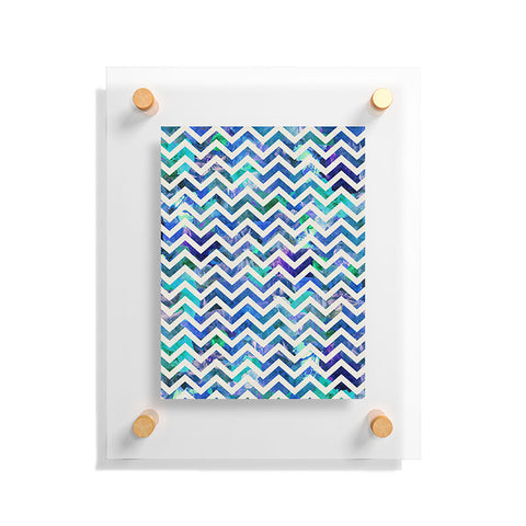 Bianca Green Floral Chevron Aqua Floating Acrylic Print