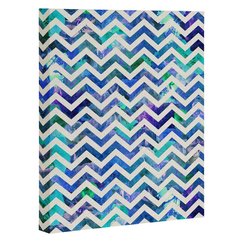 Bianca Green Floral Chevron Aqua Art Canvas