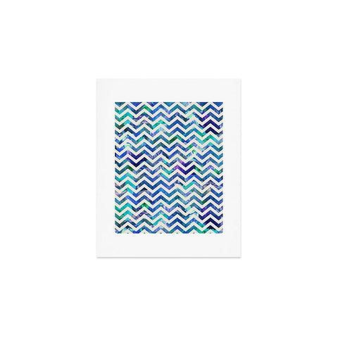 Bianca Green Floral Chevron Aqua Art Print