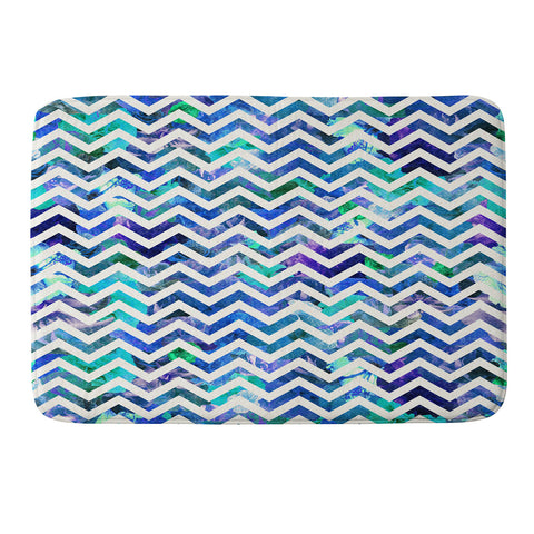 Bianca Green Floral Chevron Aqua Memory Foam Bath Mat
