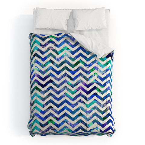 Bianca Green Floral Chevron Aqua Comforter