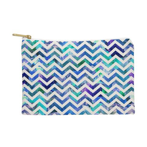Bianca Green Floral Chevron Aqua Pouch