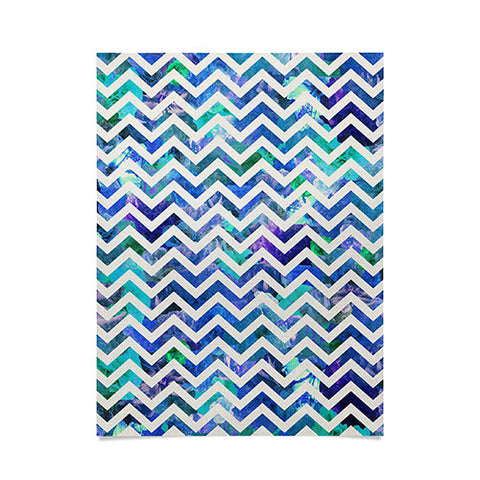 Bianca Green Floral Chevron Aqua Poster