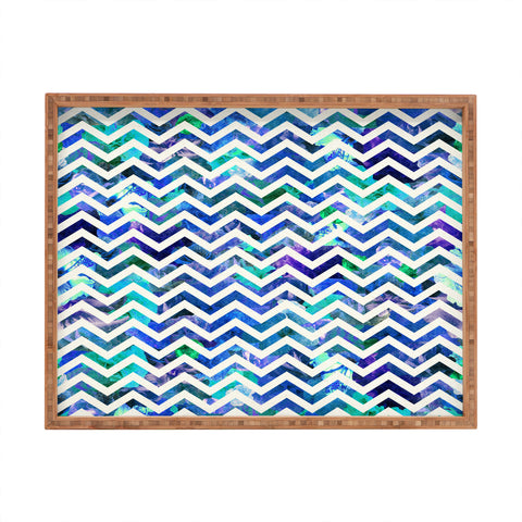 Bianca Green Floral Chevron Aqua Rectangular Tray
