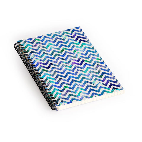Bianca Green Floral Chevron Aqua Spiral Notebook