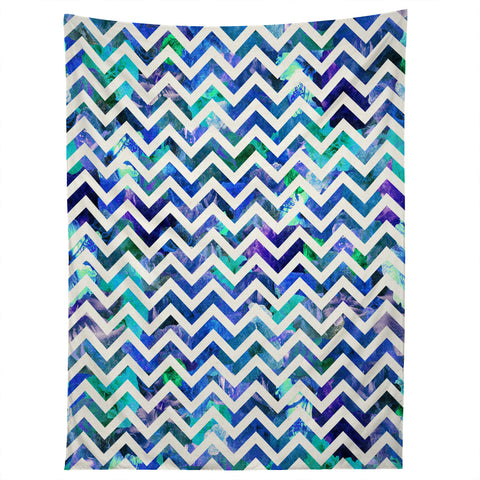 Bianca Green Floral Chevron Aqua Tapestry