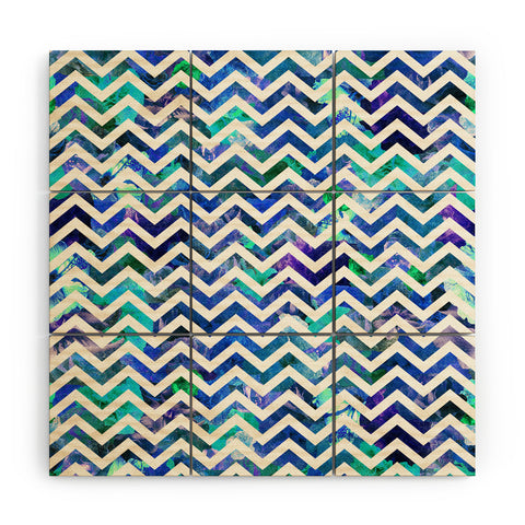 Bianca Green Floral Chevron Aqua Wood Wall Mural