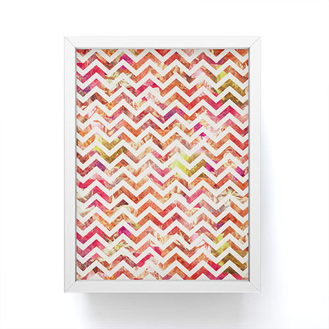 Bianca Green Floral Chevron Pink Framed Mini Art Print
