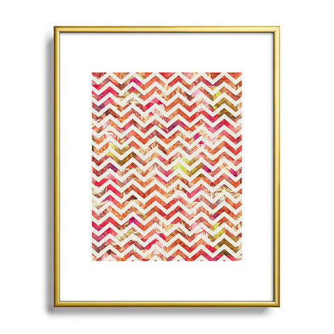 Bianca Green Floral Chevron Pink Metal Framed Art Print