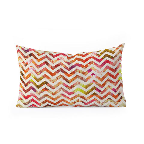 Bianca Green Floral Chevron Pink Oblong Throw Pillow
