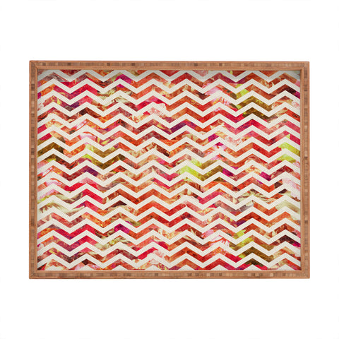 Bianca Green Floral Chevron Pink Rectangular Tray
