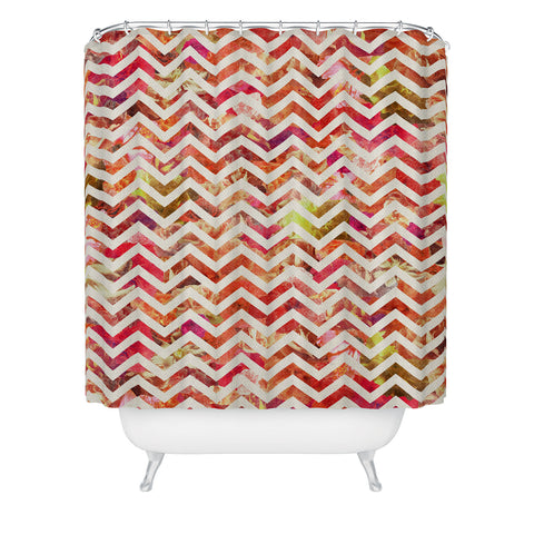 Bianca Green Floral Chevron Pink Shower Curtain