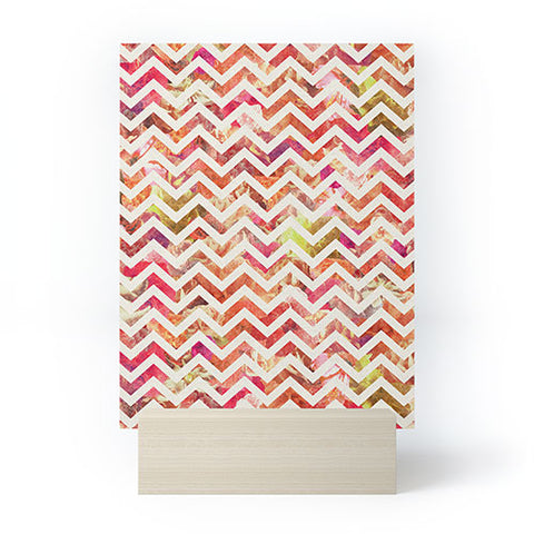 Bianca Green Floral Chevron Pink Mini Art Print