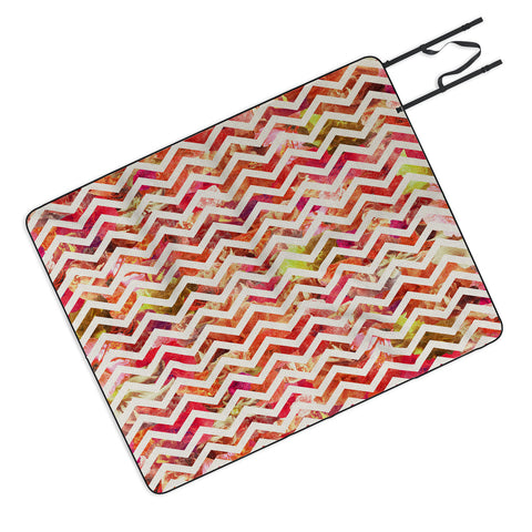 Bianca Green Floral Chevron Pink Picnic Blanket