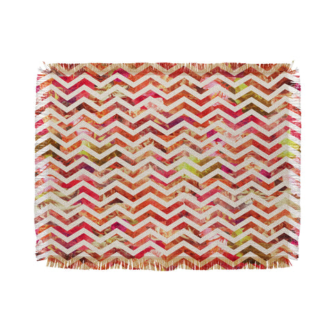Bianca Green Floral Chevron Pink Throw Blanket