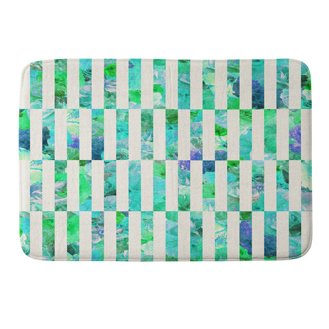 Bianca Green Floral Order Mint Memory Foam Bath Mat