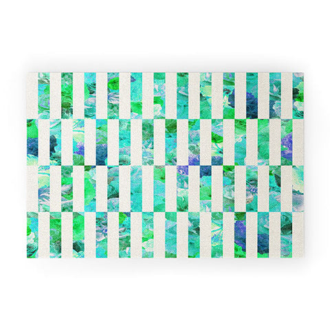 Bianca Green Floral Order Mint Welcome Mat