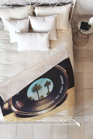 Bianca Green Focus On Palms Fleece Throw Blanket