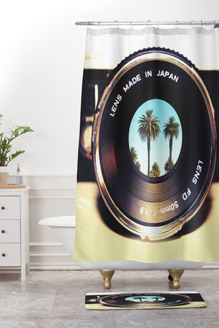 Bianca Green Focus On Palms Shower Curtain And Mat