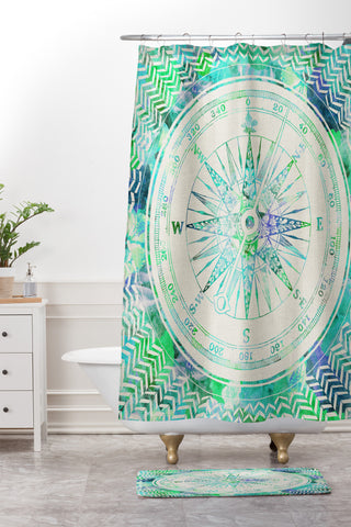 Bianca Green Follow Your Own Path Mint Shower Curtain And Mat