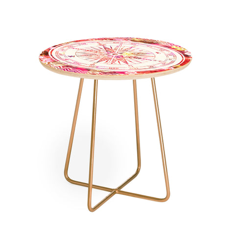Bianca Green Follow Your Own Path Pink Round Side Table
