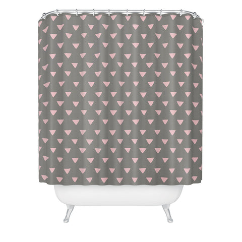 Bianca Green Geometric Confetti Pink Shower Curtain