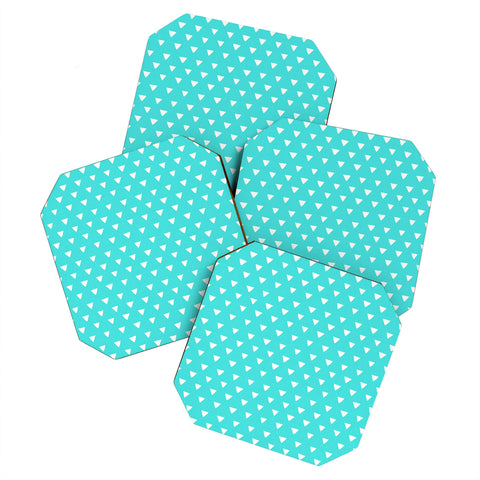 Bianca Green Geometric Confetti Teal Coaster Set