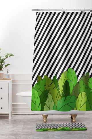 Bianca Green GREEN DIRECTION TAKE A RIGHT Shower Curtain And Mat