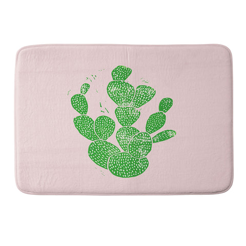 Bianca Green Linocut Cacti 1 Memory Foam Bath Mat