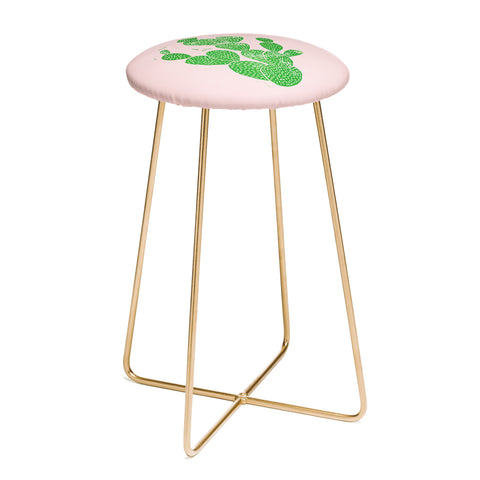 Bianca Green Linocut Cacti 1 Counter Stool