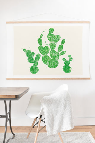 Bianca Green Linocut Cacti 1 Family Art Print And Hanger