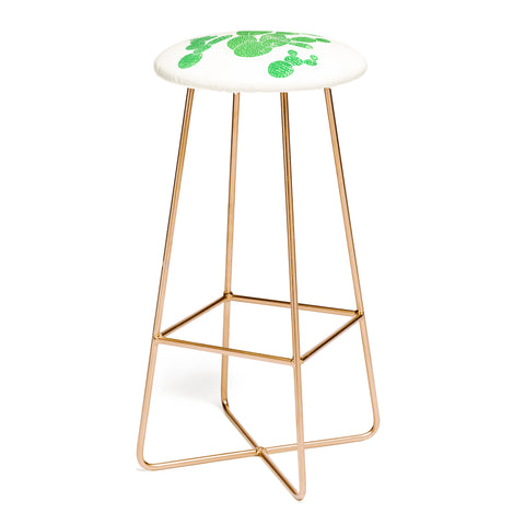 Bianca Green Linocut Cacti 1 Family Bar Stool