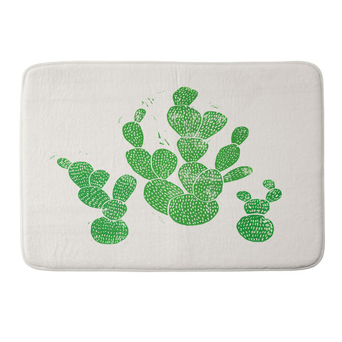 Bianca Green Linocut Cacti 1 Family Memory Foam Bath Mat