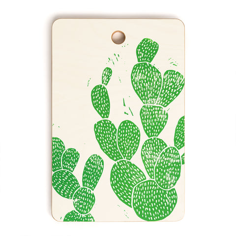 Bianca Green Linocut Cacti 1 Family Cutting Board Rectangle