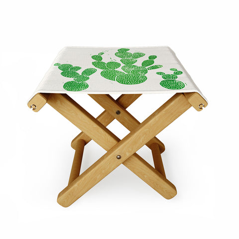Bianca Green Linocut Cacti 1 Family Folding Stool