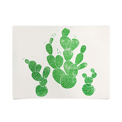 Bianca Green Linocut Cacti 1 Family Poster
