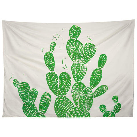 Bianca Green Linocut Cacti 1 Family Tapestry