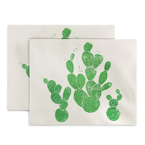 Bianca Green Linocut Cacti 1 Family Placemat