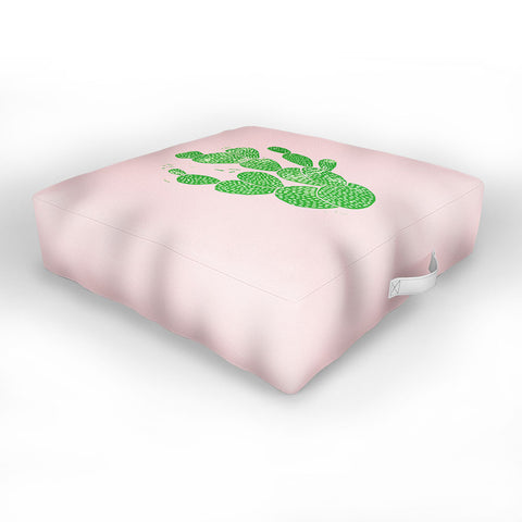 Bianca Green Linocut Cacti 1 Outdoor Floor Cushion