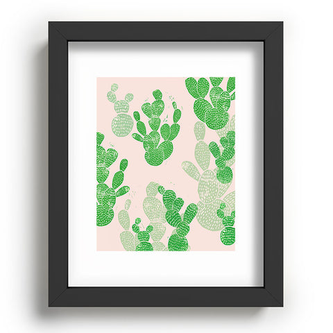 Bianca Green Linocut Cacti 1 Pattern Recessed Framing Rectangle