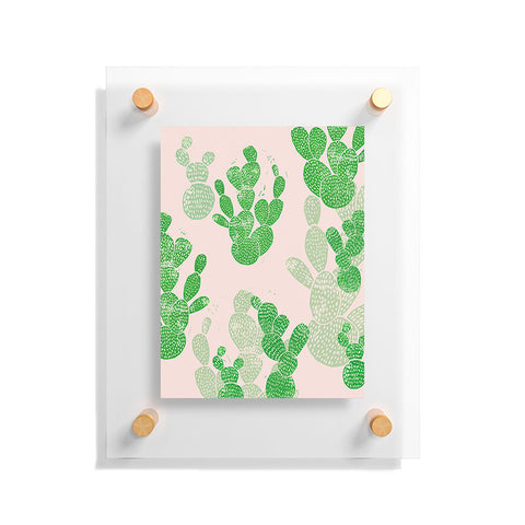 Bianca Green Linocut Cacti 1 Pattern Floating Acrylic Print