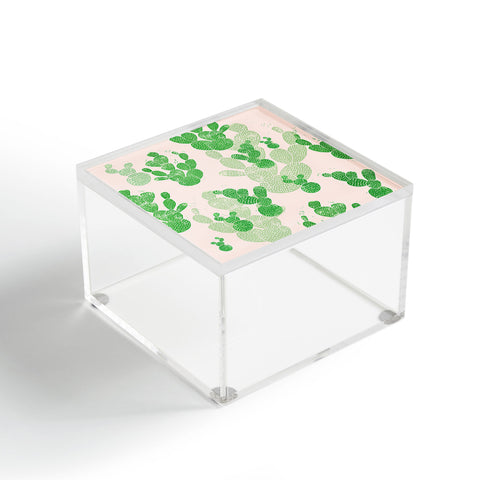 Bianca Green Linocut Cacti 1 Pattern Acrylic Box